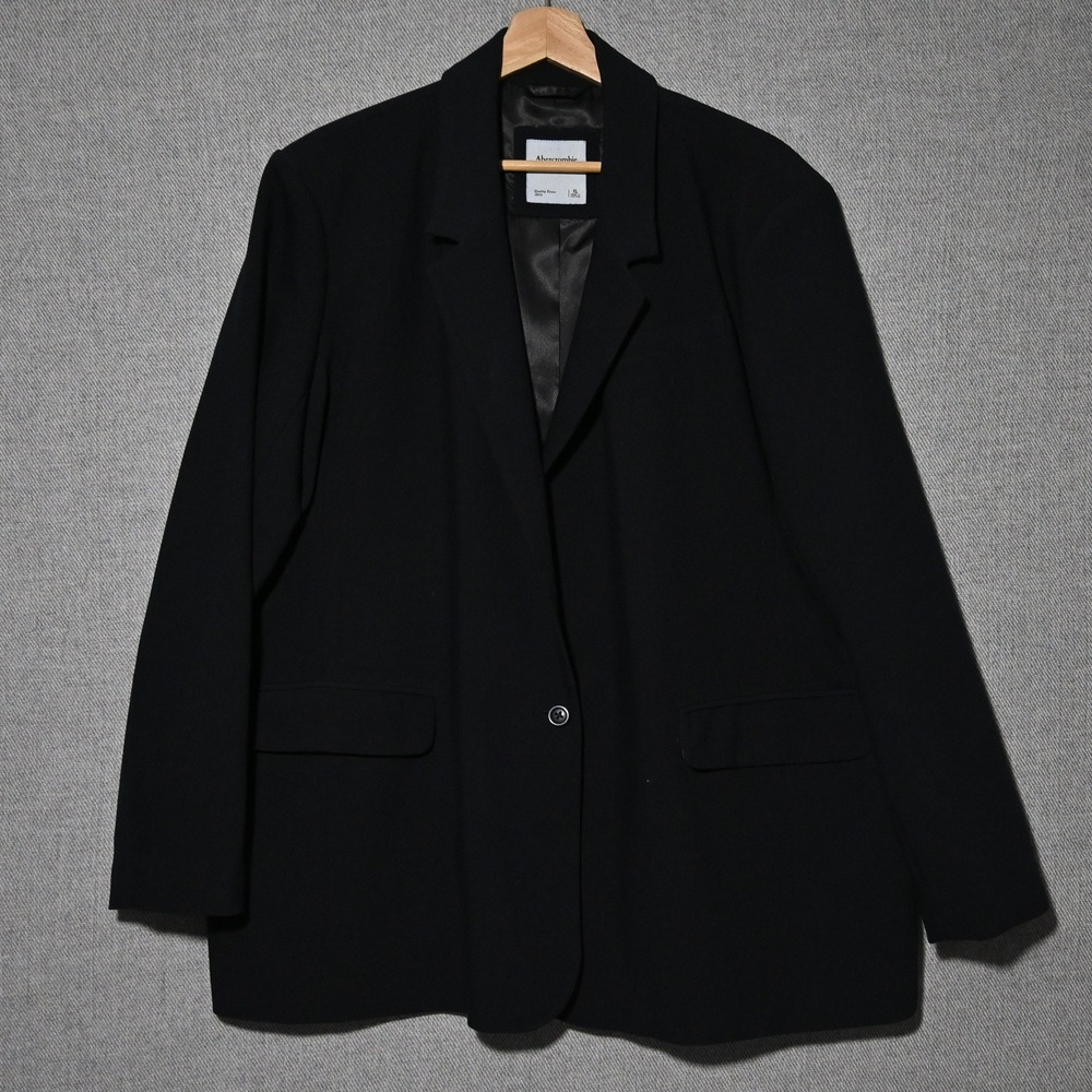 Abercrombie & Fitch Blazer Women Oversized Single Button XL Black